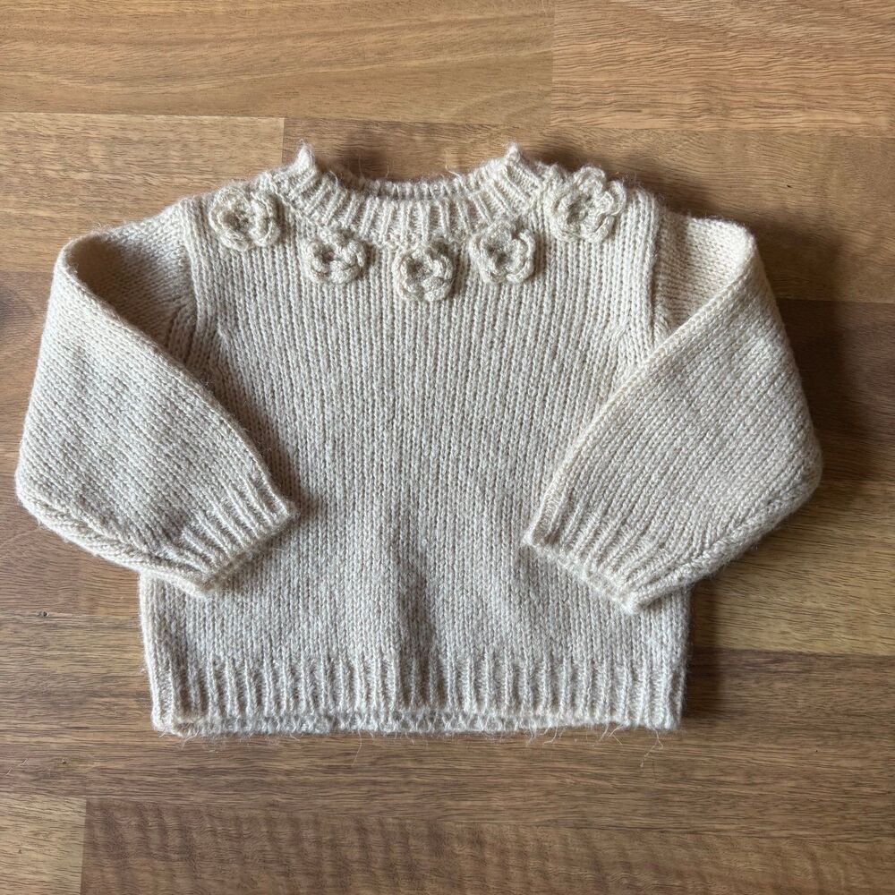 ZARA BABY girls rosette knit creamy sweater